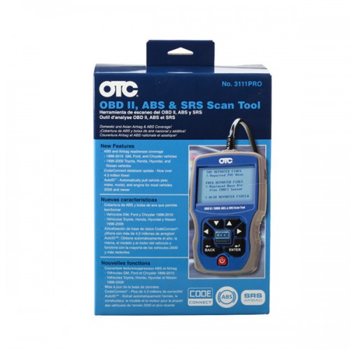 OTC OBDII/CAN/ABS/Airbag (SRS) Scan Tool OBD2 EOBD Code Reader 3111