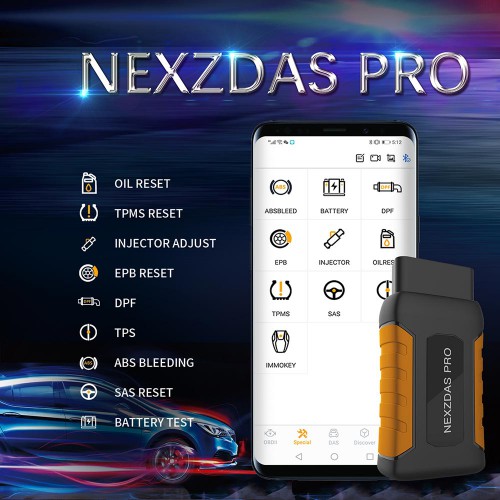 Humzor NexzDAS Pro Full-system Bluetooth Auto Diagnostic Tool OBD2 Scanner Car Code Reader with Special Functions Supporta iOS e Andriod
