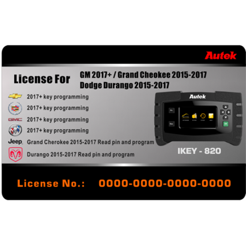 Nuova licenza Autek IKEY820 per programmazione chiavi GM, Grand Cherokee e Dodge Durango