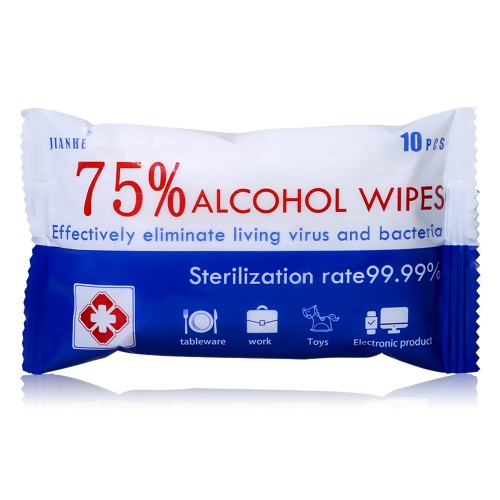 75% alcohol wipes，effectively eliminate living virus and bacteria，sterilization rate 99.99%
