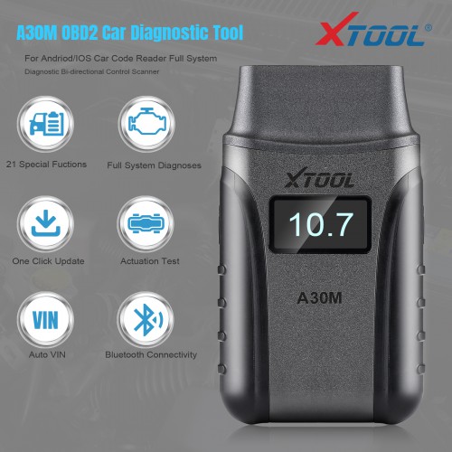XTOOL Anyscan A30M Wireless BT OBD2 Scanner for Android & iOS Bi-Directional All Systems Diagnostics 21 Services, ABS Bleeding