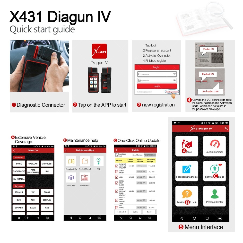 Guida per l'utente di X431 Diagun IV-02