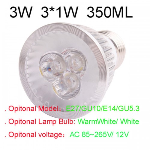 350LM 3W E27 GU10 E14 GU5.3 LED Light Lamp Bulb AC85-265V 110V 220V Cool Warm White 5pcs/lot