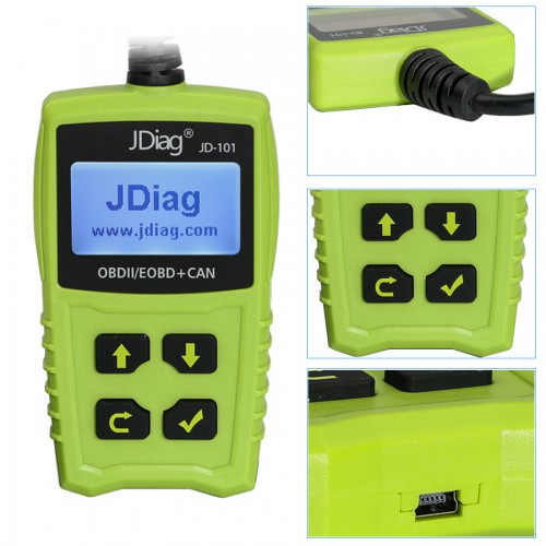 JDiag JD101 OBDII EOBD CAN Code Scanner Update Online Multi-language Available