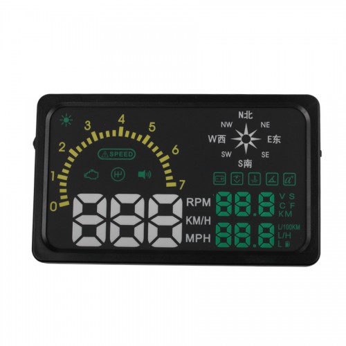 Nuovo 6" LED OBD-II HUD Head Up Display Over Speeding Warning/Speed/Km rpm/Shift Light/Temperature + Tire Indicator I6 With Compass