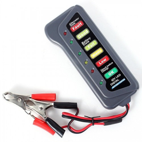 Tirol 12 Volt LED Battery and Alternator Tester  with 6 Led lights Display For Cars and Trucks