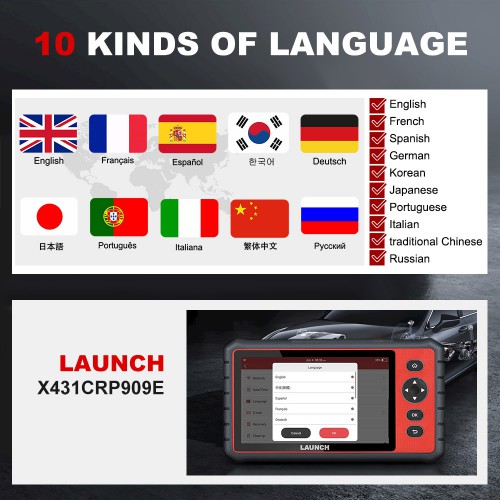 LAUNCH X431 CRP909E OBD2 Car Full System Diagnostic Tool Code Reader Scanner with 15 Reset Service Update Online Free PK MK808 CRP909