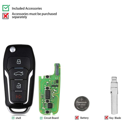 XHORSE XEFO01EN Super Remote Key Ford Style Flip 4 Buttons Built-in Super Chip English Version 10pcs/lot