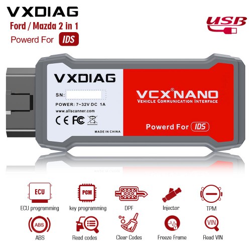 Originale VXDIAG VCX NANO Per Ford/ Mazda 2 in 1 Diagnostic Tool supports XP/ WIN 7/ WIN8/ WIN10