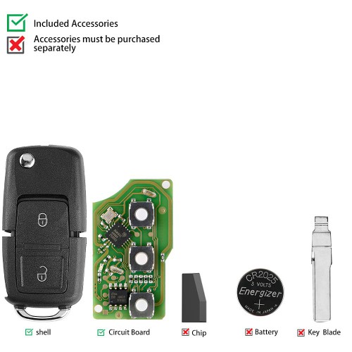 [EU Spedizione]XHORSE XKB508EN Wire Remote Key B5 Style 2 Buttons work with MINI Key Tool/VVDI2 5pezzi/lot
