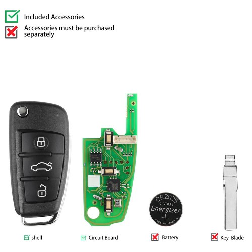 XHORSE Audi A6L Q7 Type Universal Remote Key 3 Buttons For VVDI2 Mini Remote Programmer 10pcs/lot