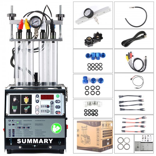 [4-Cylinder] Summary PowerJet Pro 240 Injector Cleaner & Tester Machine Kit Support for 110V/220V Petrol Vehicles Motorcycle
