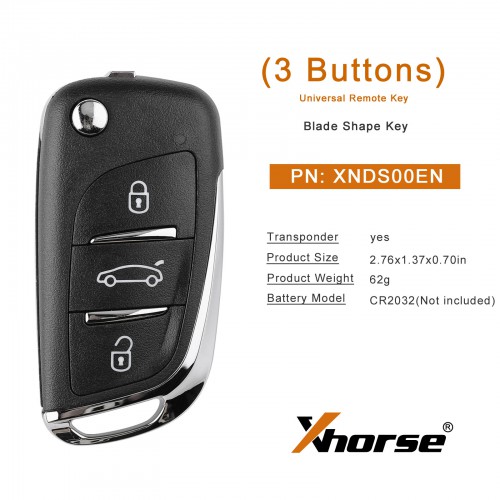 XHORSE VVDI2 DS Type Wireless Universal Remote Key 3 Buttons 10pcs/lot