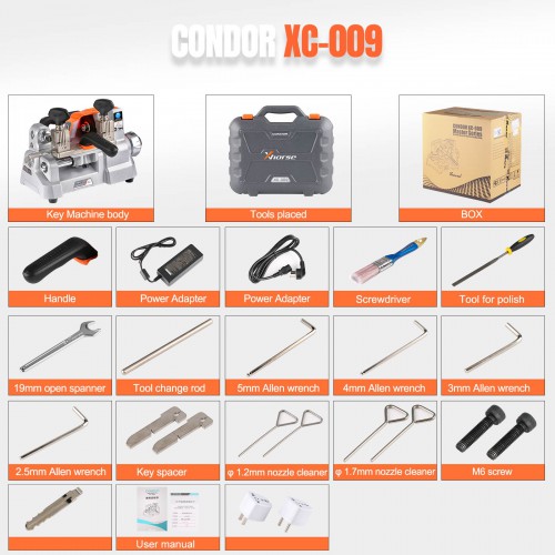 Xhorse Condor XC-009 XC009 Key Cutting Machine for Single-Sided and Double-sided Keys with Battery