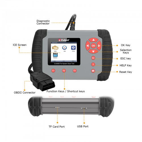 VIDENT iLink400 Full System Scan tool Support ABS/SRS/EPB//DPF Regeneration/Oil Reset Update Online (Single Maker)