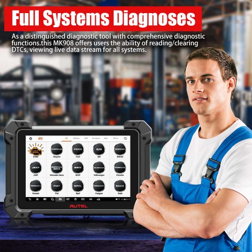 Autel MaxiCOM MK908 Scanner Diagnostic Tool Code Reader 36+ Services, Bi-Directional Control, OE All Systems, Advanced ECU Coding