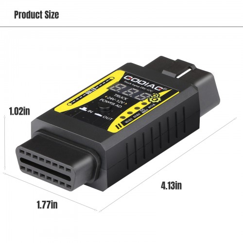 GODIAG GT106 24V-12V Heavy Duty Truck Adapter Works with X431 easydiag/ Golo/ M-DIAG/ IDIAG/ ThinkCar/ ICarScan/ Diagun/ GOLO/ DBScar II