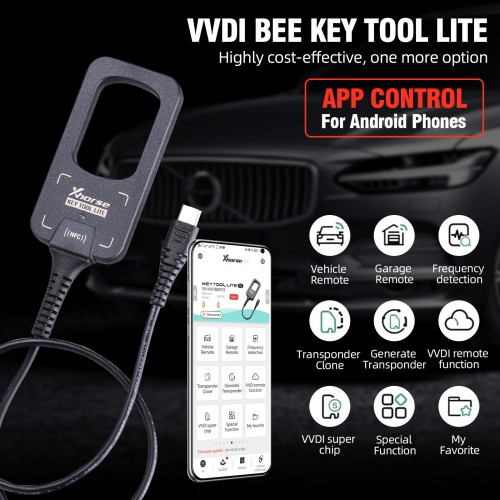 2023 Xhorse VVDI BEE Key Tool Lite Frequency Detection Transponder Clone IC/ID Clone Work on Android Phone Get Free 6pcs XKB501EN Remote