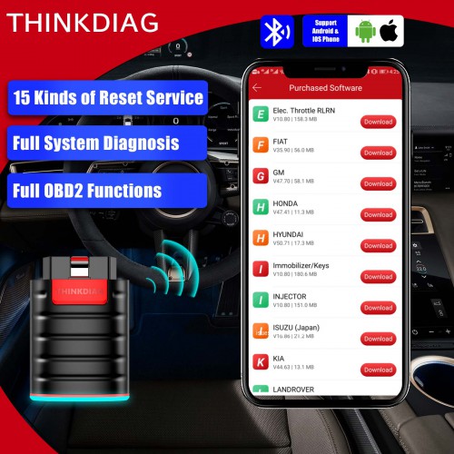 Thinkdiag Full System OBD2 Diagnostic Tool with All Car Brands License Activated 1 Year Free Update Online