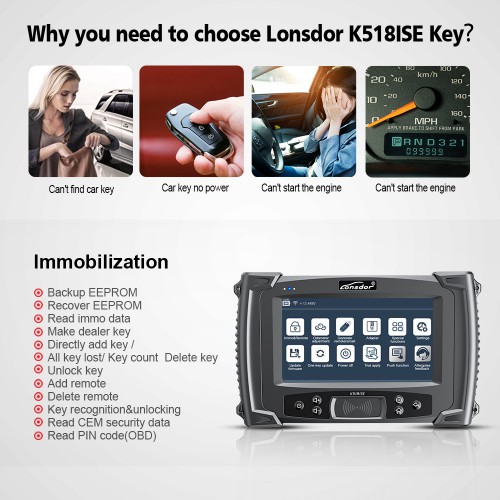 Lonsdor K518ISE Key Programmer K518ISE Odometer Adjustment Tool Support VW 4th 5th Immobilization Free 6 months Toyota AKL Online Calculation License