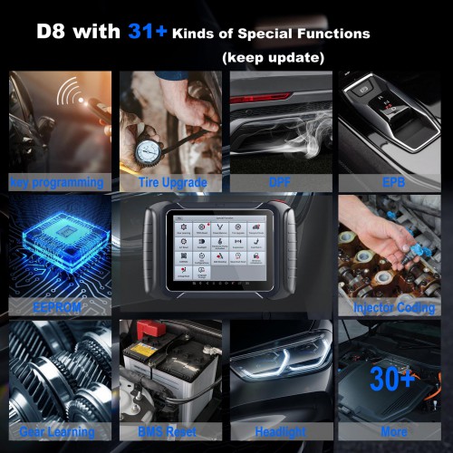 XTOOL D8 Professional Automotive Scan Tool Bi-Directional Control OBD2 Car Diagnostic Scanner+ECU Coding 31+ Services+Key Programming