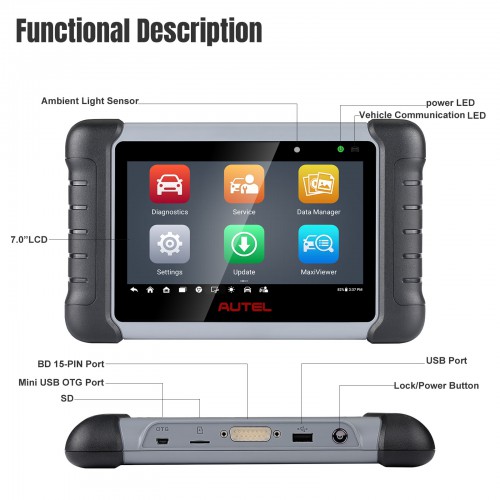 95% Nuovo AUTEL MaxiCOM MK808Z Bidirectional Diagnostic Scanner 40+ Service, All/Full System Diagnosis, Injector Coding/EPB/BMS/SAS