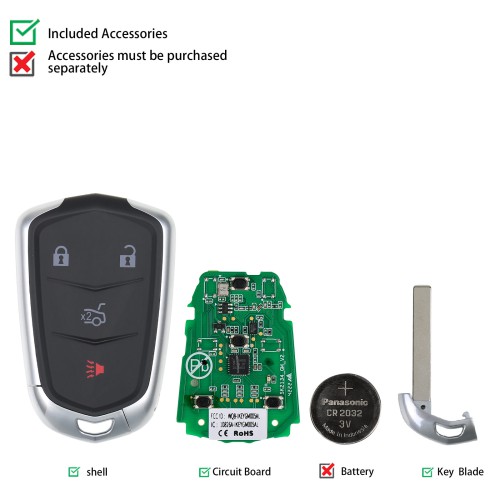 AUTEL IKEYGM004AL GM-Cadillac, 4 Buttons Smart Universal Key 5pcs/Lot