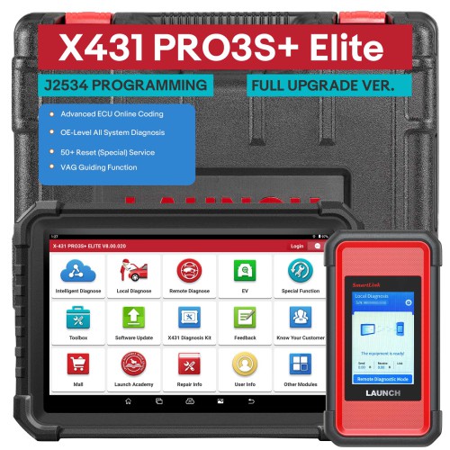 Luanch X431 PRO3S+ Elite SmartLink Strumento di Scansione Bidirezionale con J2534, Mappa Topologica, oltre 60 servizi, codifica online FCA