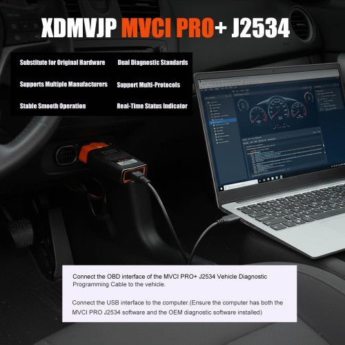 XHORSE XDMVJP MVCI PRO+ J2534 Super Vehicle Diagnosis Programming Cable Support Multi-Vehicle and Multi-Protocol