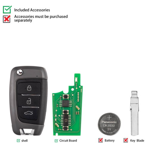 KEYDIY KD B25-3 Universal Flip Remote Key 3 Buttons for Hyundai Type 5pcs/Lot