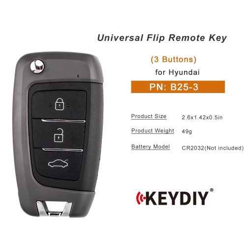 KEYDIY KD B25-3 Universal Flip Remote Key 3 Buttons for Hyundai Type 5pcs/Lot