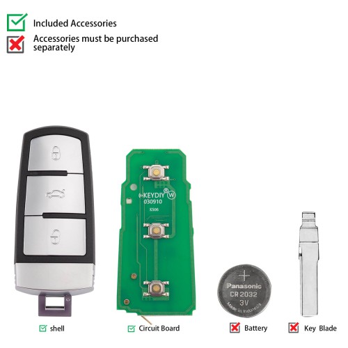 KEYDIY KD ZB37-3 Universal Smart Remote Key 3 Buttons for VW Type 5pcs/Lot