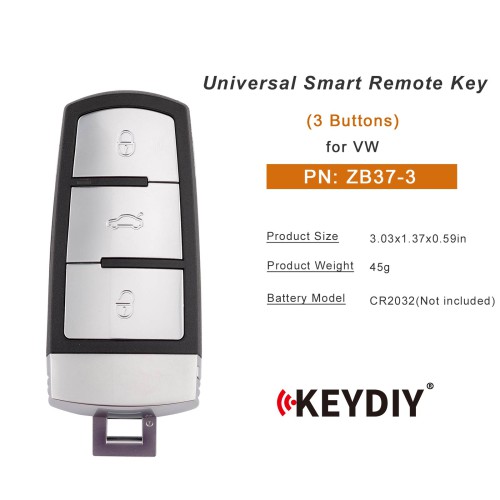 KEYDIY KD ZB37-3 Universal Smart Remote Key 3 Buttons for VW Type 5pcs/Lot