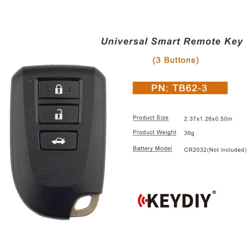 KEYDIY KD TB62-3 Universal Smart Remote Key 3 Buttons 5pcs/Lot