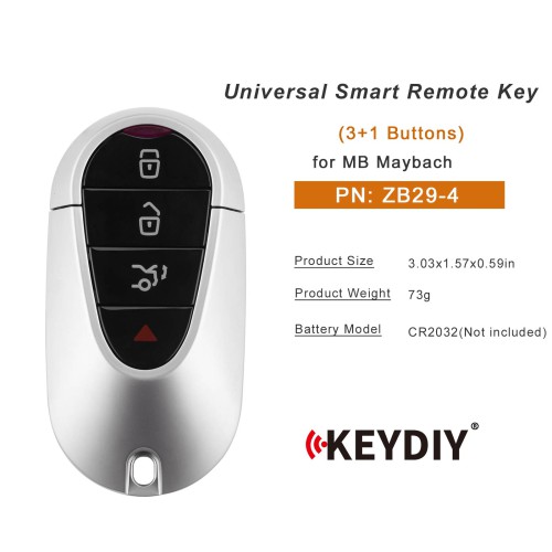 KEYDIY KD ZB29-4 Universal Smart Remote Key 3+1 Buttons for MB Maybach Type 5pcs/Lot