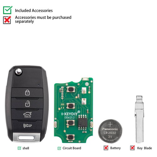 KEYDIY KD B19-4 Universal Flip Remote Key 3+1 Buttons for KIA Type
