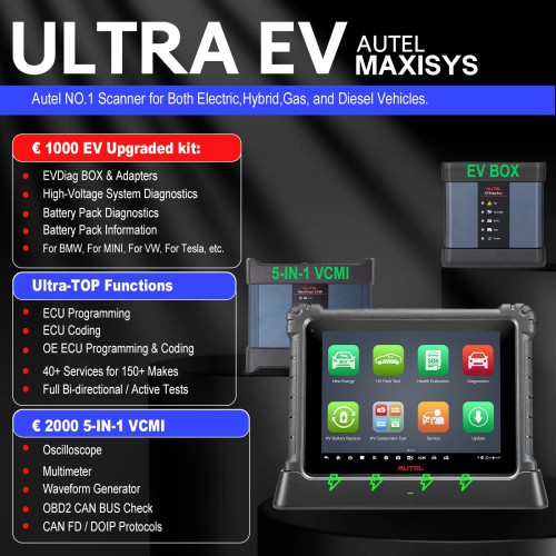 95% Nuovo AUTEL MaxiSYS Ultra EV Advanced EV Diagnostics with MaxiFlash VCMI High-voltage System Diagnostics Battery Pack Diagnostics EU Versione