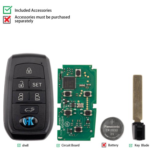 KEYDIY KD TB01-6  for Toyota for Lexus Universal Smart Remote Key 6 Buttons With 8A Transponder 5pcs/Lot