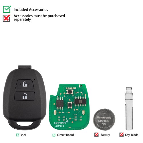 KEYDIY KD B35-2 Universal Remote Key B Series 2 Buttons for Toyota Type 5pcs/Lot