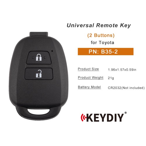 KEYDIY KD B35-2 Universal Remote Key B Series 2 Buttons for Toyota Type 5pcs/Lot