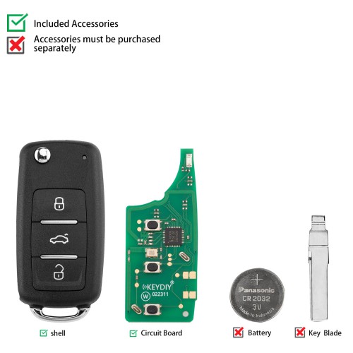KEYDIY KD ZB202-3 Universal Smart Remote Key 3 Buttons for UDS Type 5pcs/Lot