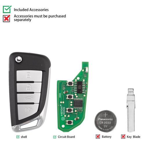 KEYDIY KD NB59-4 Universal Flip Remote Key 4 Buttons 5pcs/Lot