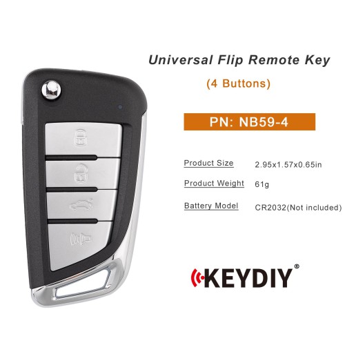 KEYDIY KD NB59-4 Universal Flip Remote Key 4 Buttons 5pcs/Lot