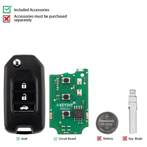 KEYDIY KD B10-3 Universal Flip Remote Key 3 Buttons for Honda Type 5pcs/Lot