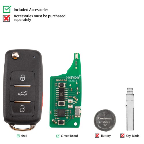 KEYDIY KD B08-4 Universal Flip Remote 3+1 Buttons for Volkswagen Type
