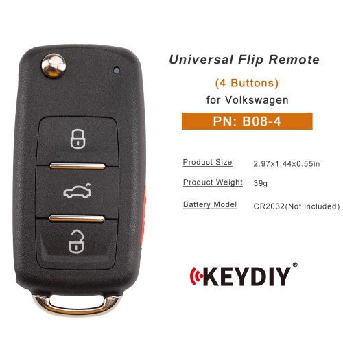 KEYDIY KD B08-4 Universal Flip Remote 3+1 Buttons for Volkswagen Type