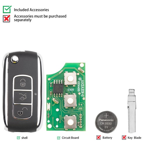 KEYDIY KD B07-3 Universal Flip Remote Key 3 Buttons for Bentley Type 5 pezzi/Lot