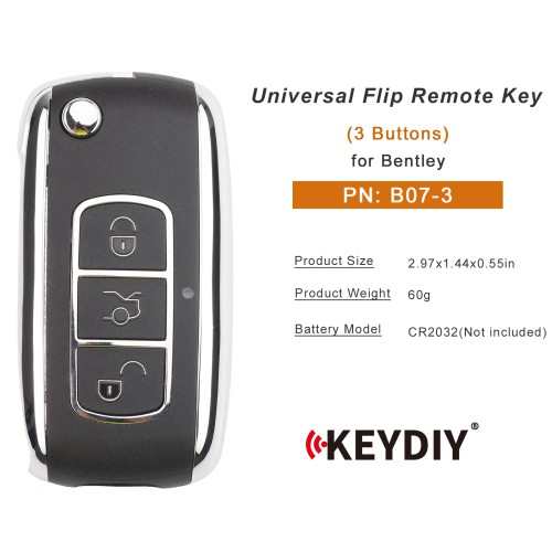 KEYDIY KD B07-3 Universal Flip Remote Key 3 Buttons for Bentley Type 5 pezzi/Lot