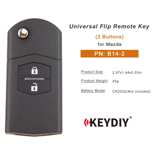 KEYDIY KD B14-2 Universal Flip Remote Key 2 Buttons for Mazda Type 5pcs/Lot