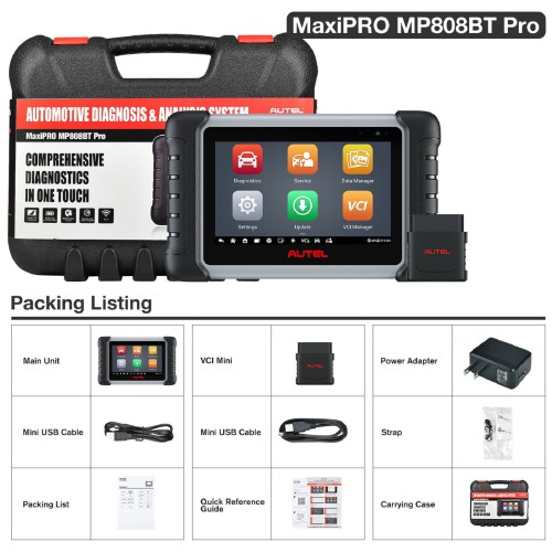 Autel Scanner MaxiPRO MP808BT Pro - OBD2 Diagnostic Scan Tool, Active Test ECU Coding for Unlock Hidden, Bi-Directional Control